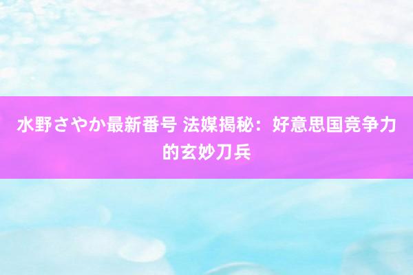 水野さやか最新番号 法媒揭秘：好意思国竞争力的玄妙刀兵