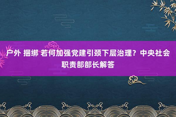 户外 捆绑 若何加强党建引颈下层治理？中央社会职责部部长解答